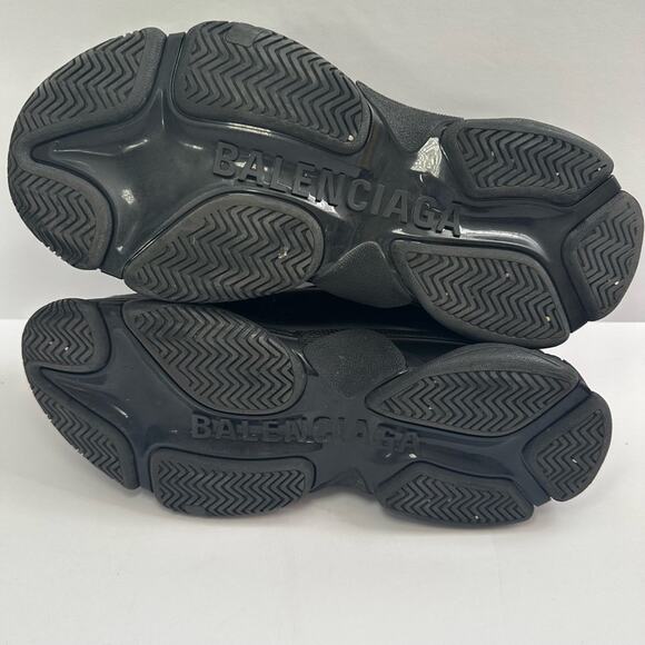 Balenciaga Triple S Shiny Rubber Sneakers in Black Men US 11 - Picture 5 of 14